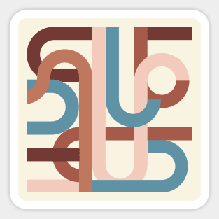 Geometric abstract midcentury beige brown Sticker